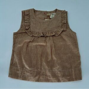 Olive Juice brown and white gingham top size 4